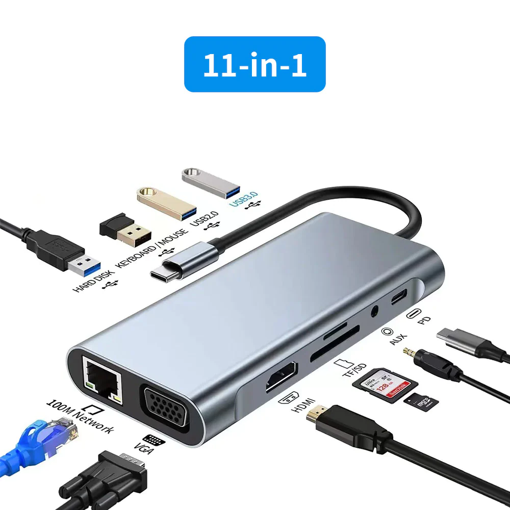 and-dk-7-in-1-11-in-1-hub-type-c-pd-hdmi-4k-vga-1080p-ethernet-rj45-usb-20-usb-30-tf-sd-audio-35mm